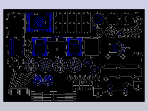 圣诞小火车模型平面雕刻图纸 dxf dwg cdr格式