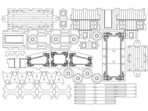 圣诞小火车模型平面雕刻图纸 dxf dwg cdr格式缩略图