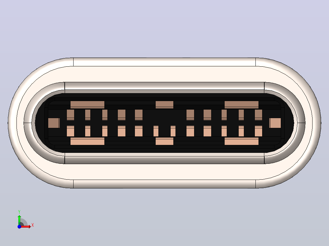 USB Type C 公头连接器前视图