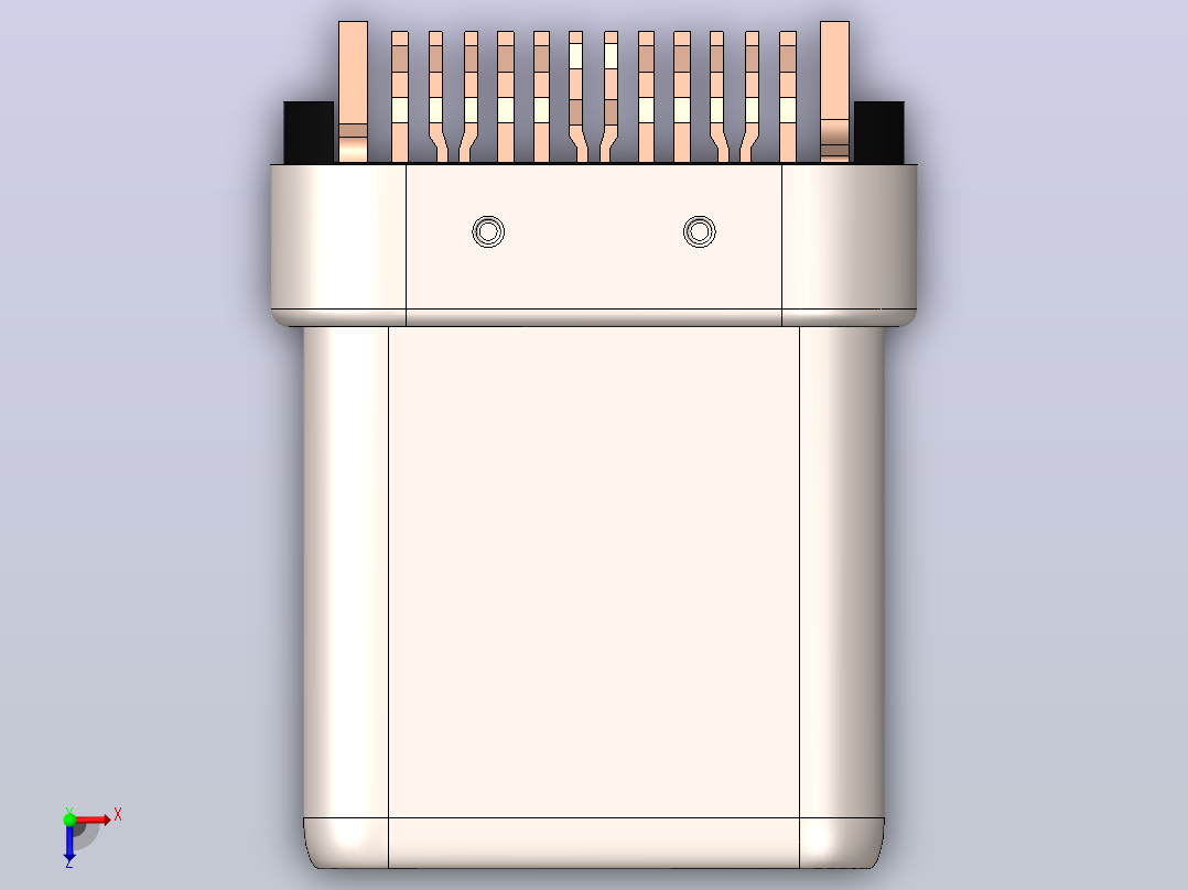 USB Type C 公头连接器俯视图