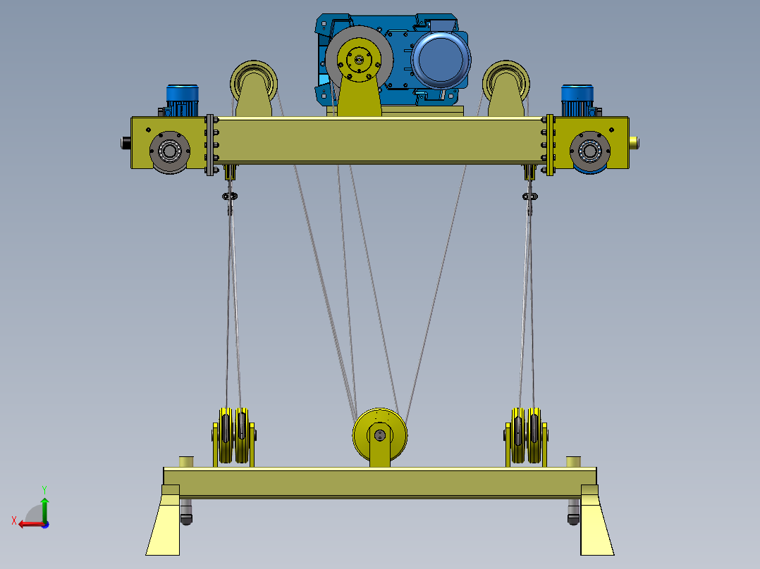 5T双梁桥式起重机小车起升机构x_t后视图
