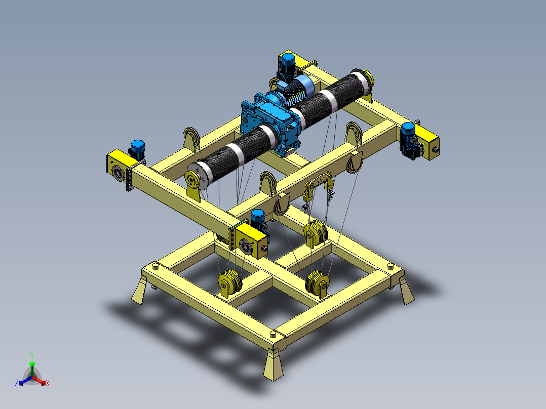 5T双梁桥式起重机小车起升机构x_t正等轴测图