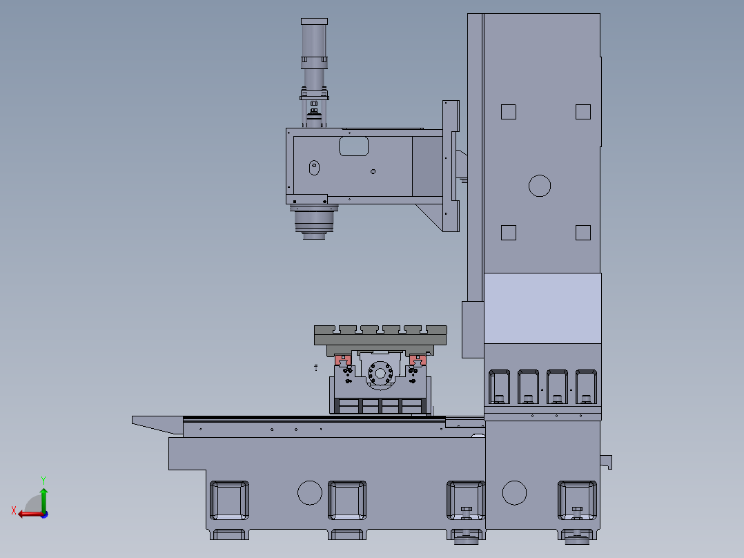 立式加工中心光机 3D图 机械设计素材3D模型后视图