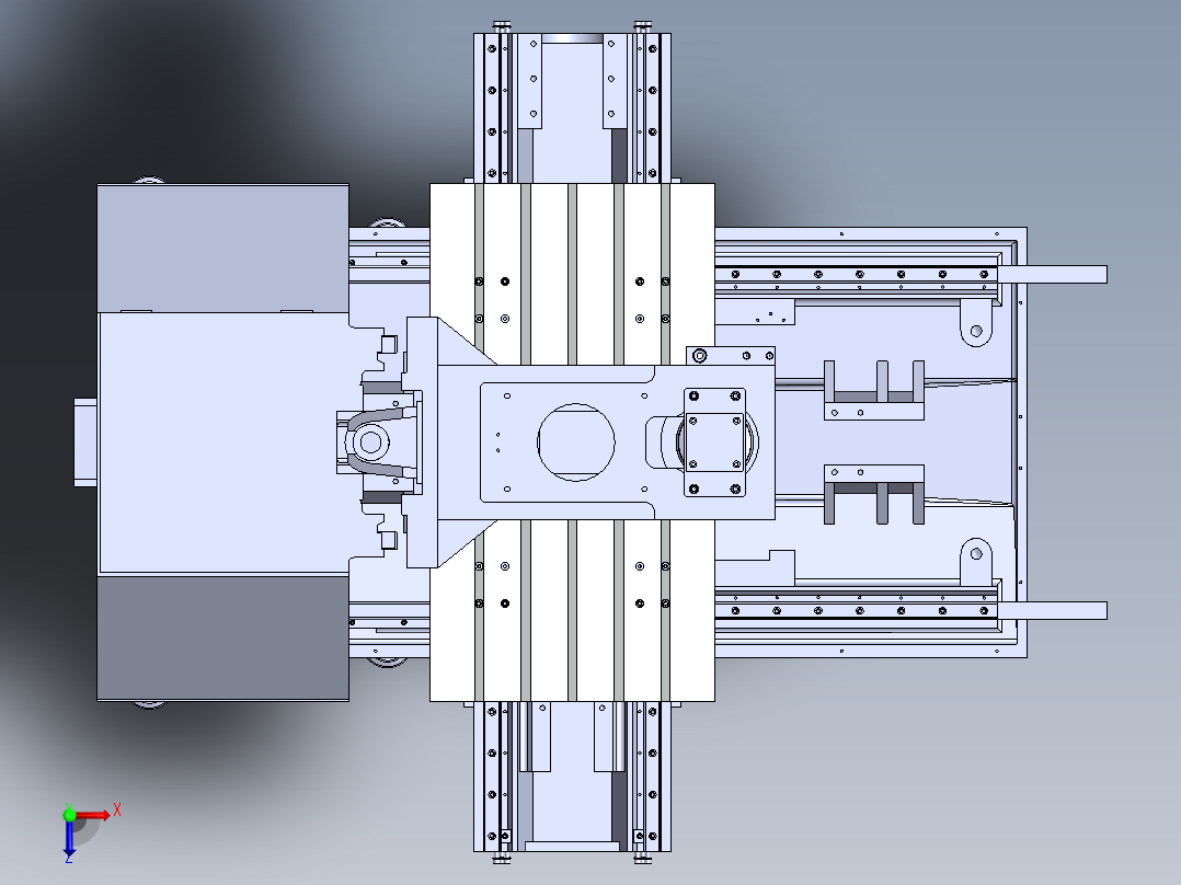 立式加工中心光机 3D图 机械设计素材3D模型俯视图