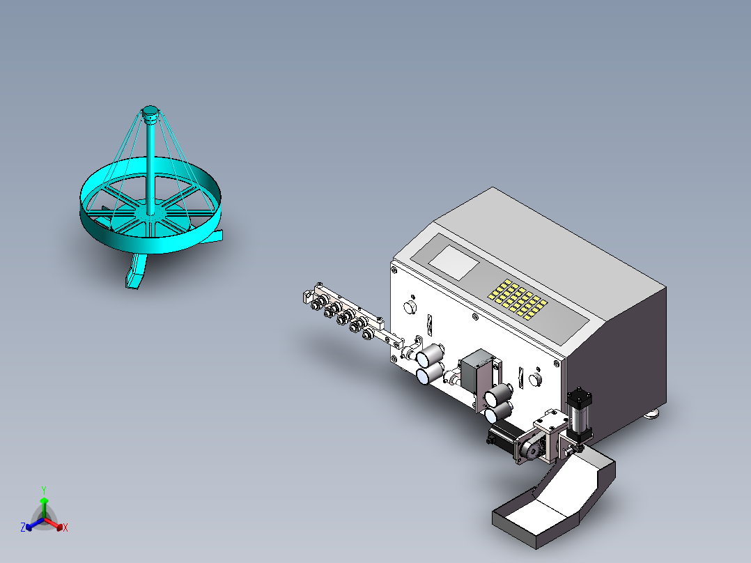 电缆剥线3D折弯机正等轴测图