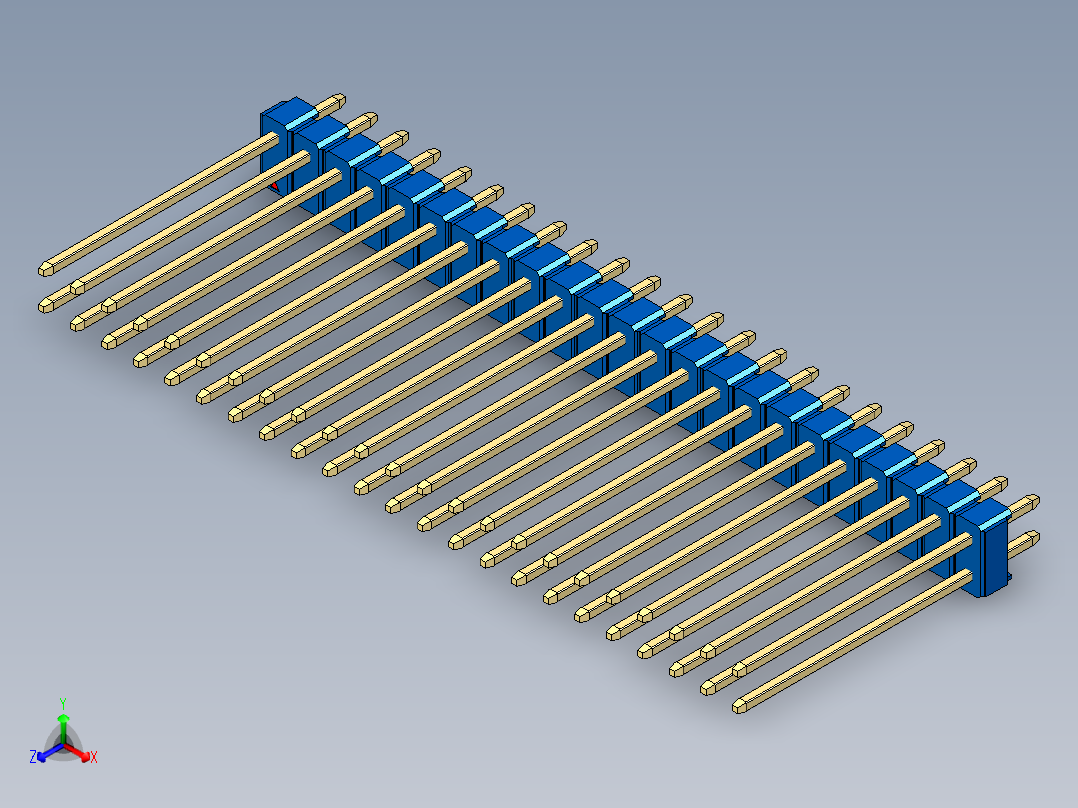 彩色公头100mil（2.54mm）系列-DS1021_blue_2x23p_100mil_Type19_rev1.0正等轴测图