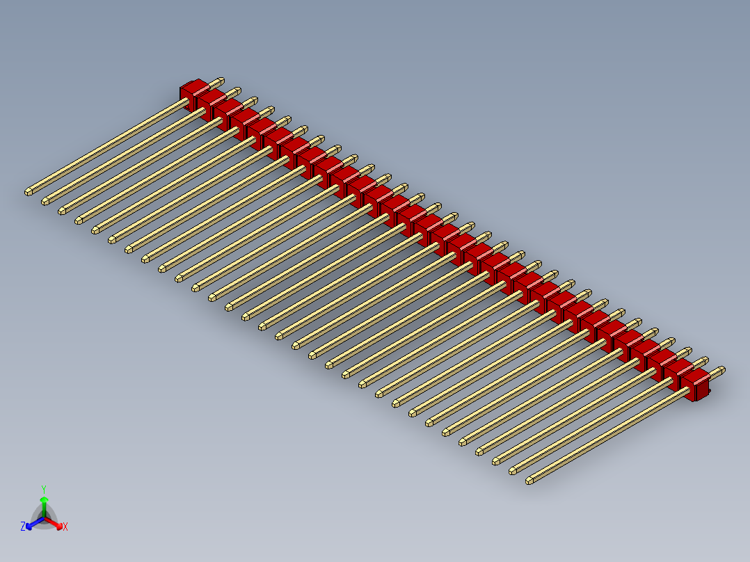 彩色公头100mil（2.54mm）系列-DS1021_red_1x31p_100mil_Type43_rev1.0主视图
