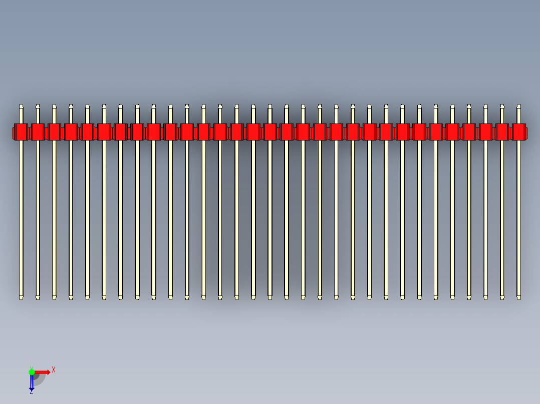 彩色公头100mil（2.54mm）系列-DS1021_red_1x31p_100mil_Type43_rev1.0俯视图