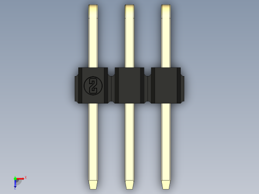 彩色公排针 100mil 2.54mm 系列-DS1022_black_2x03p_100mil_TypeD_rev1.0俯视缩略图