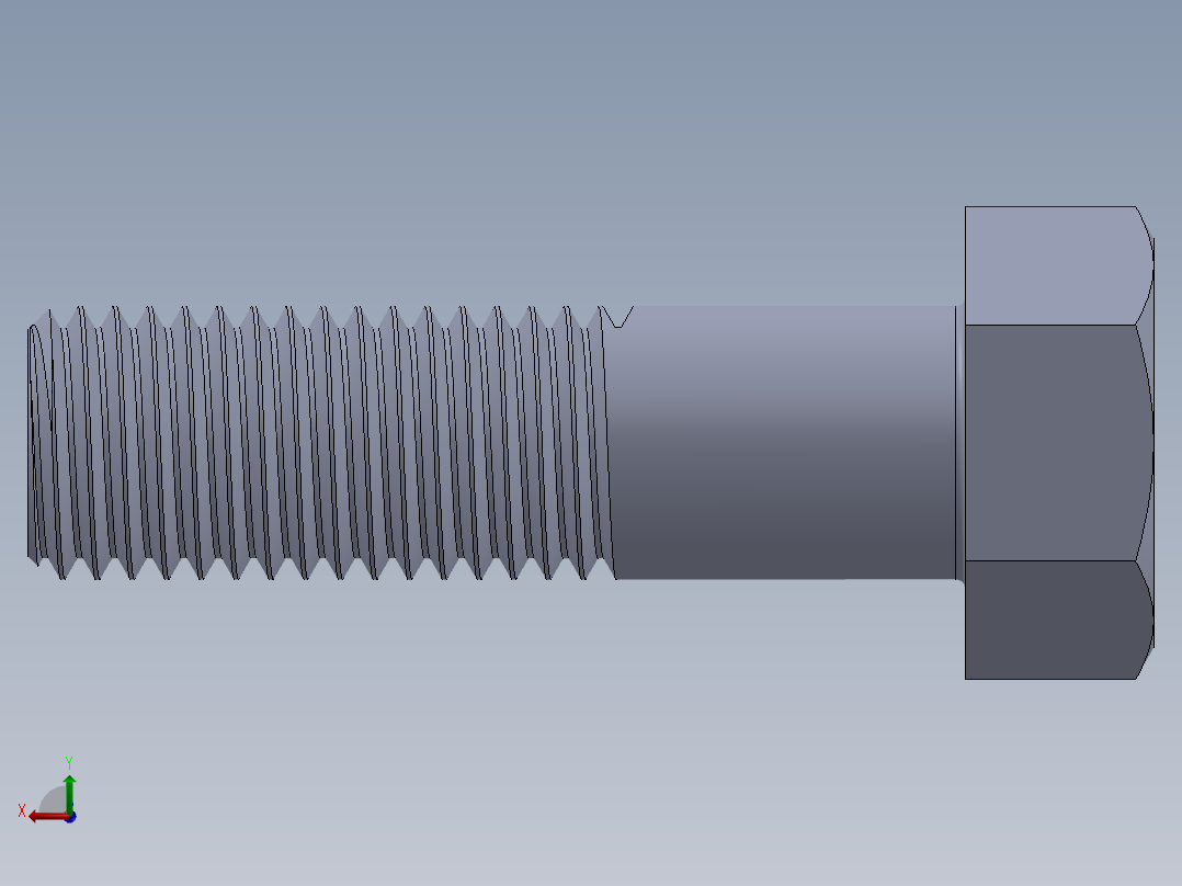UNC 六角螺栓-Hex Bolt 0.875-9 x 3.SLDPRT后视图