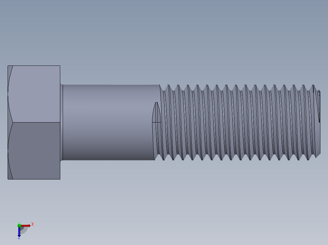 UNC 六角螺栓-Hex Bolt 0.875-9 x 3.SLDPRT俯视图