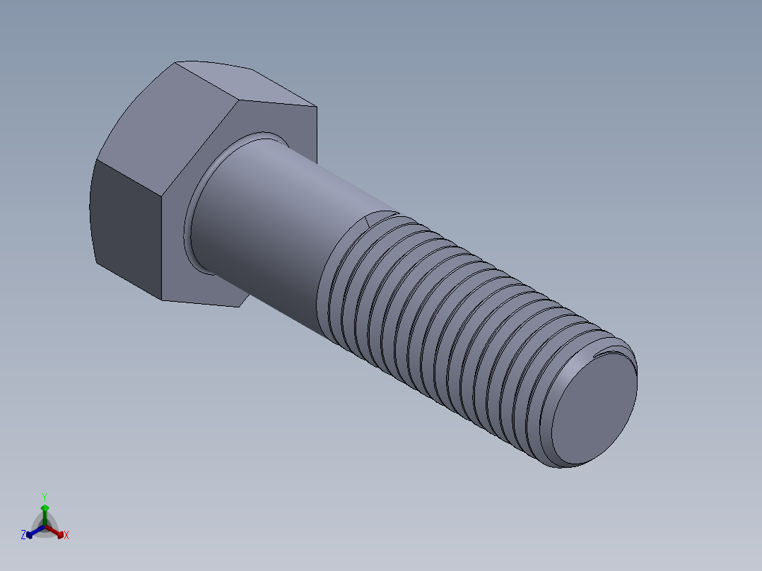 UNC 六角螺栓-Hex Bolt 0.875-9 x 3.SLDPRT正等轴测图