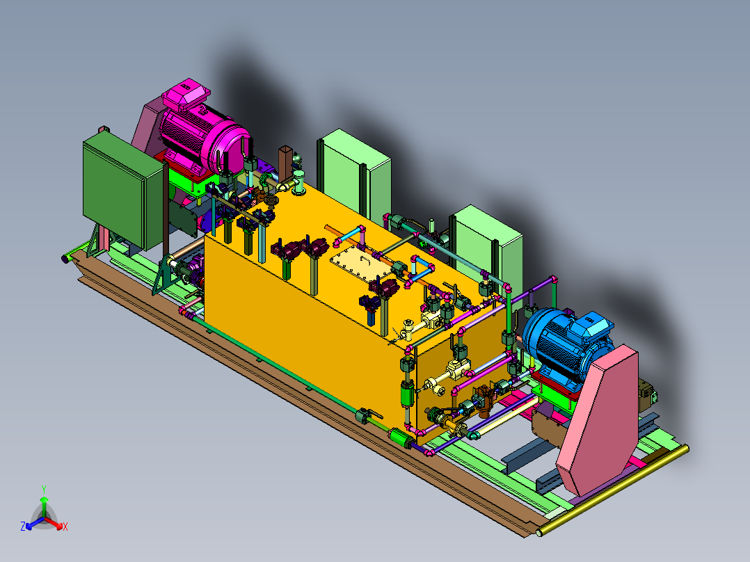 海上平台液压动力单元系统正等轴测图