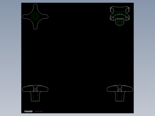 星型把手(鋁合金)2463-2D多系列多零件图纸模型