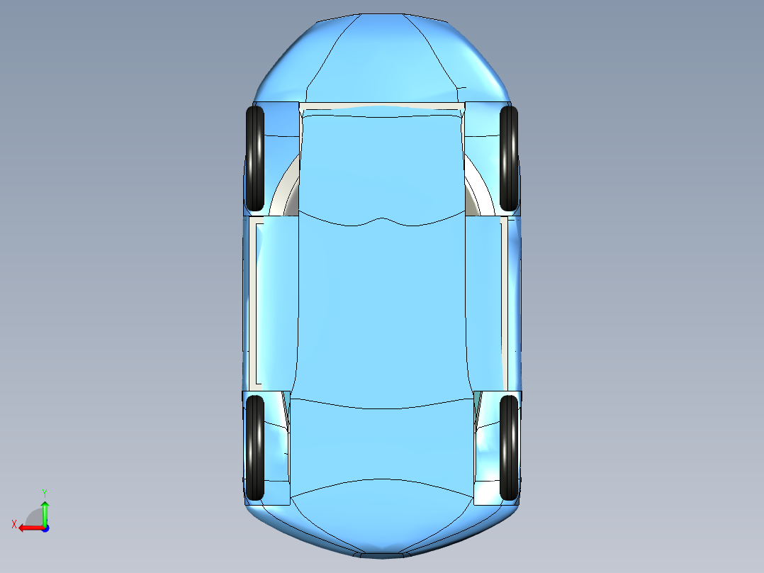 小型电动汽车造型3D数模图纸 STEP格式后视图