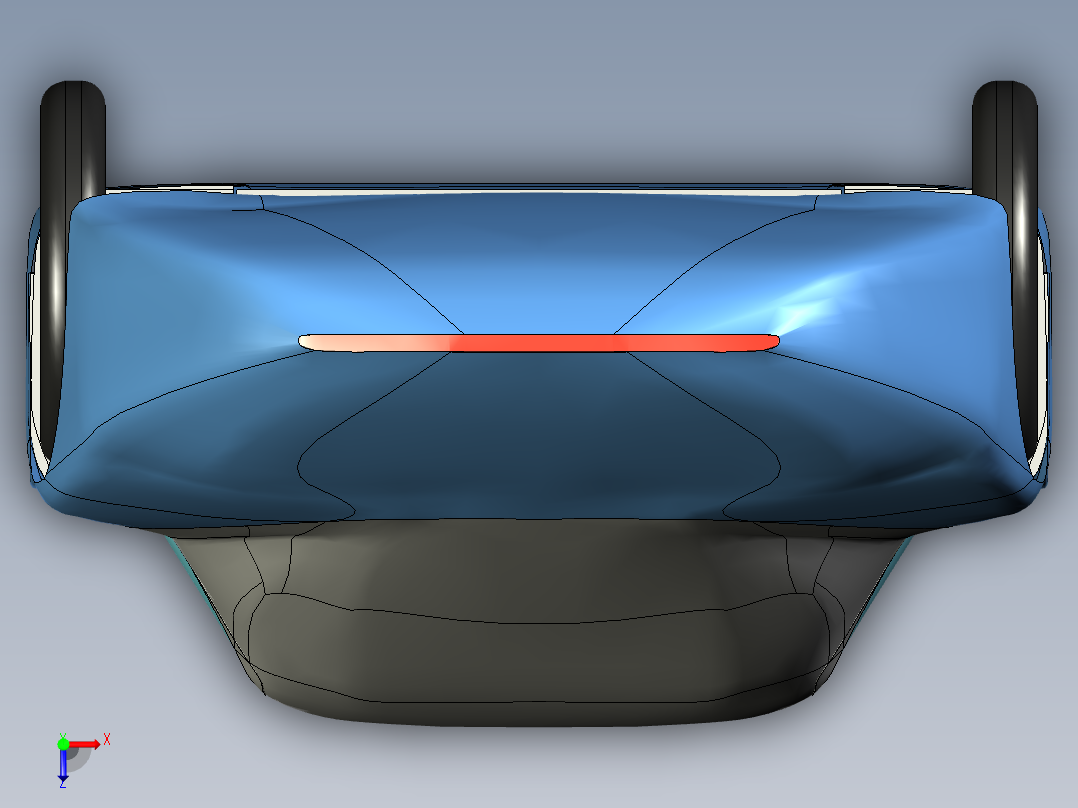 小型电动汽车造型3D数模图纸 STEP格式俯视图