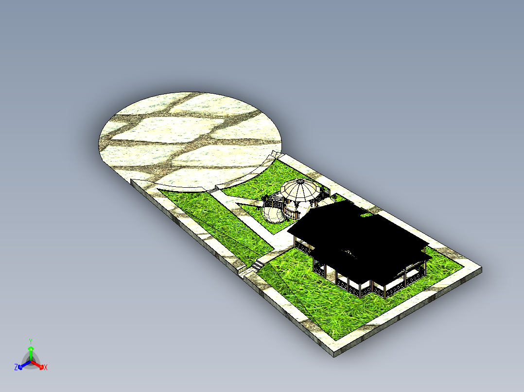 夏季露台正等轴测图