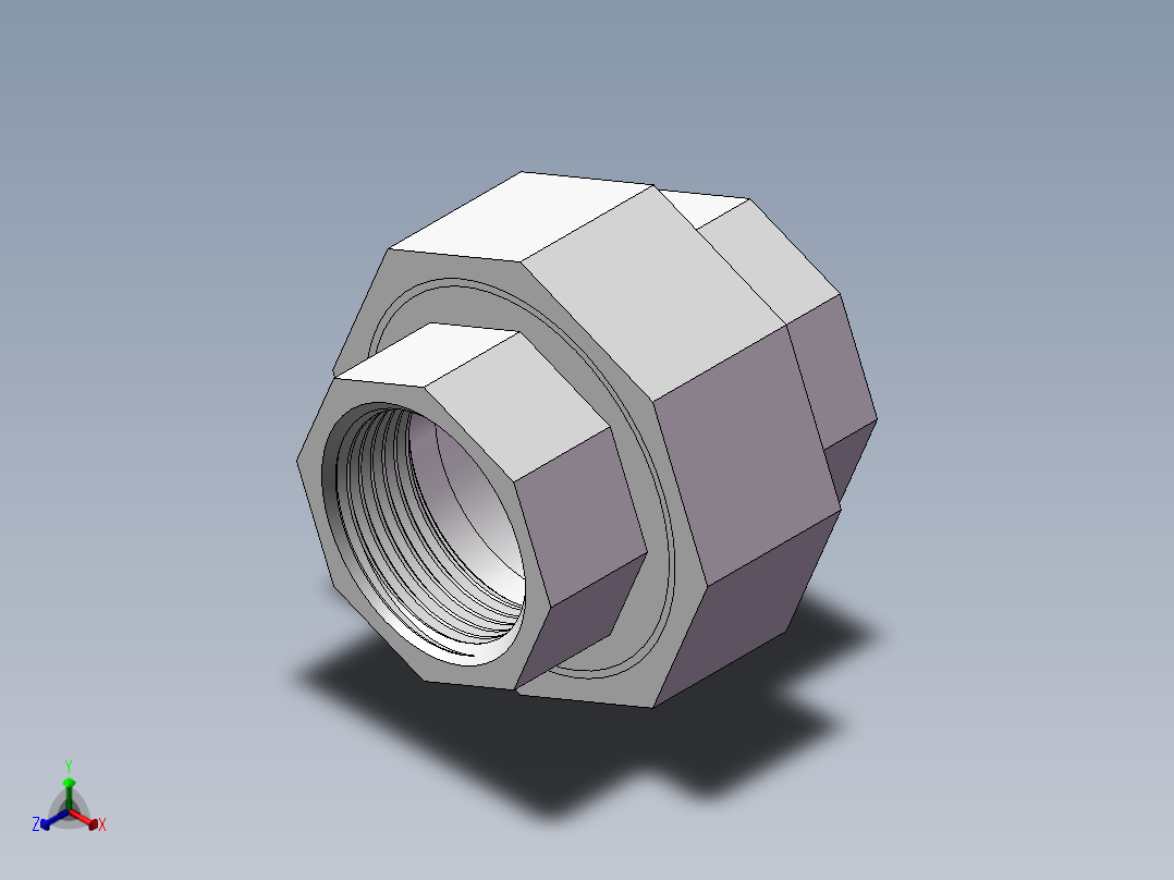 活接-等径内丝直通 DN20正等轴测图