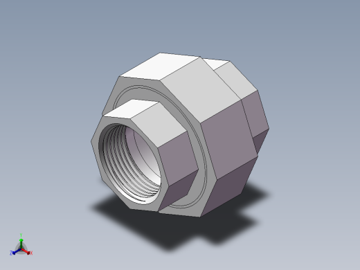 活接-等径内丝直通 DN20正等轴测缩略图