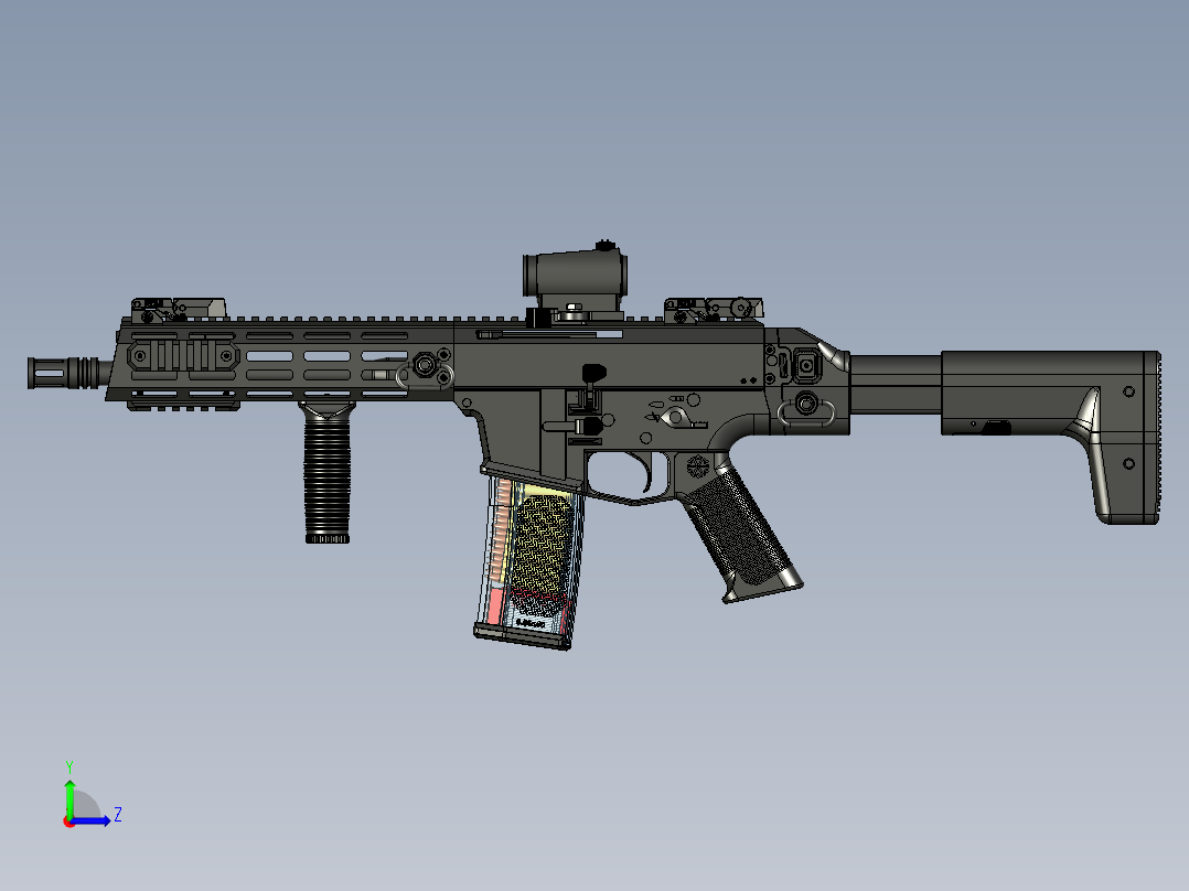 手枪左轮冲锋枪老式狙击步枪设计3D图纸wz-2022-carbine short STP左视图