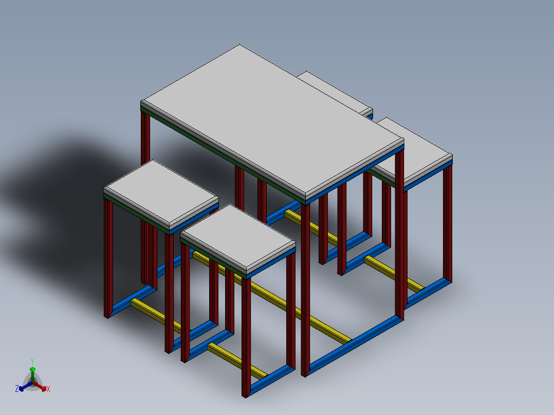 户外吧台和凳子正等轴测图