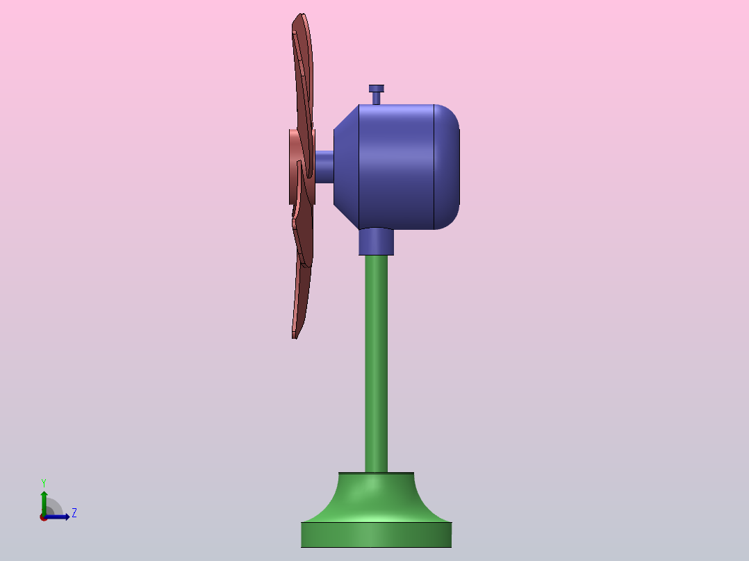 solidworks中的电风扇左视图