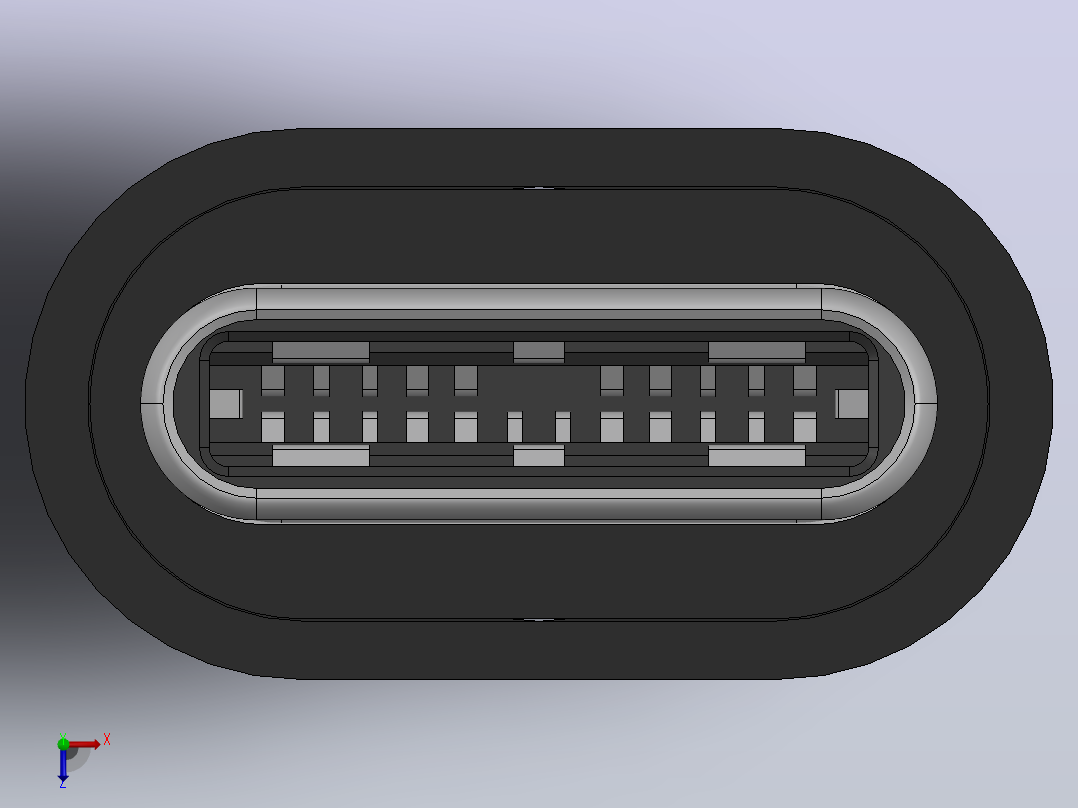 USB C公连接器板外壳16俯视图