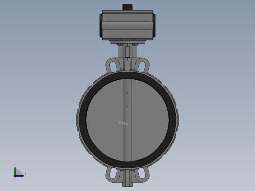 对夹式气动蝶阀-铸铁 DN50-DN400左视缩略图