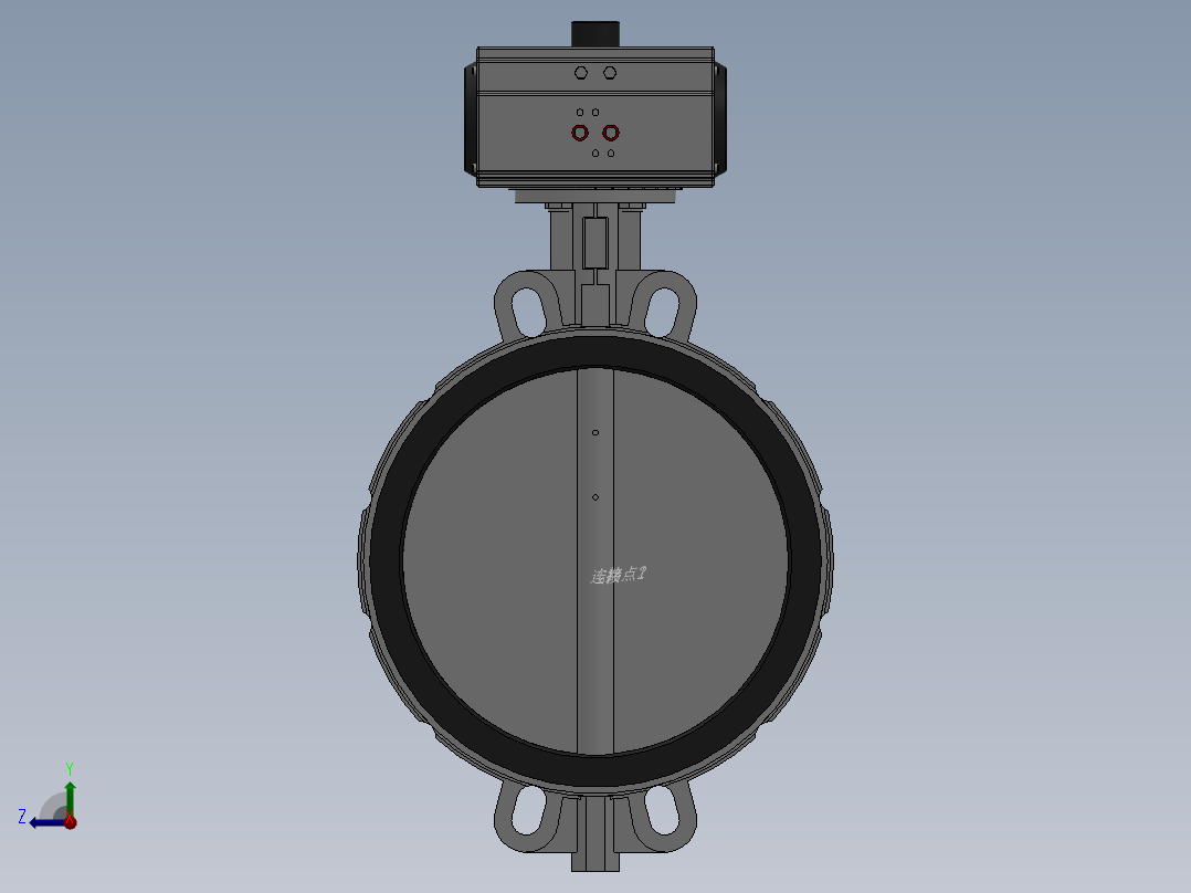 对夹式气动蝶阀-铸铁 DN50-DN400右视图