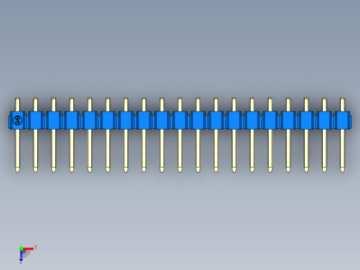彩色公排针 100mil 2.54mm 系列-DS1022_blue_1x19p_100mil_TypeD_rev1.0俯视缩略图