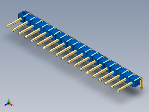 彩色公排针 100mil 2.54mm 系列-DS1022_blue_1x19p_100mil_TypeD_rev1.0正等轴测缩略图
