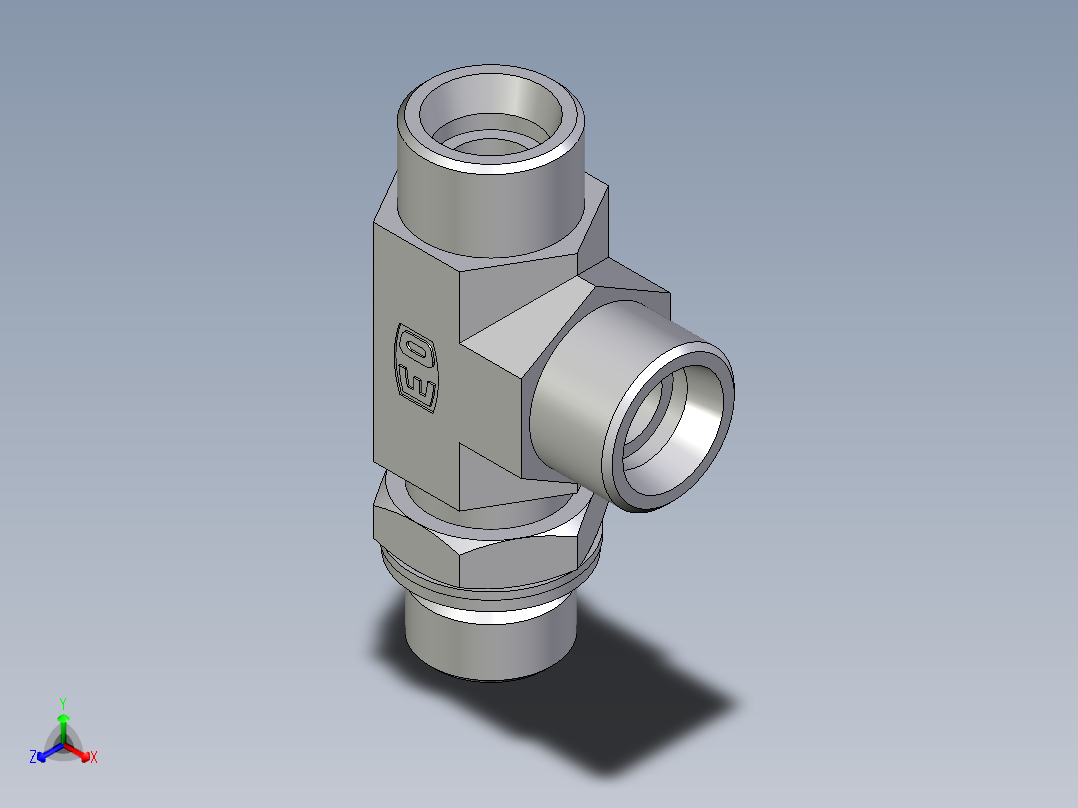卡套式工业通用硬管接头EO_Adjustable_locknut_run_tee_LEE16SMOMDCF主视图