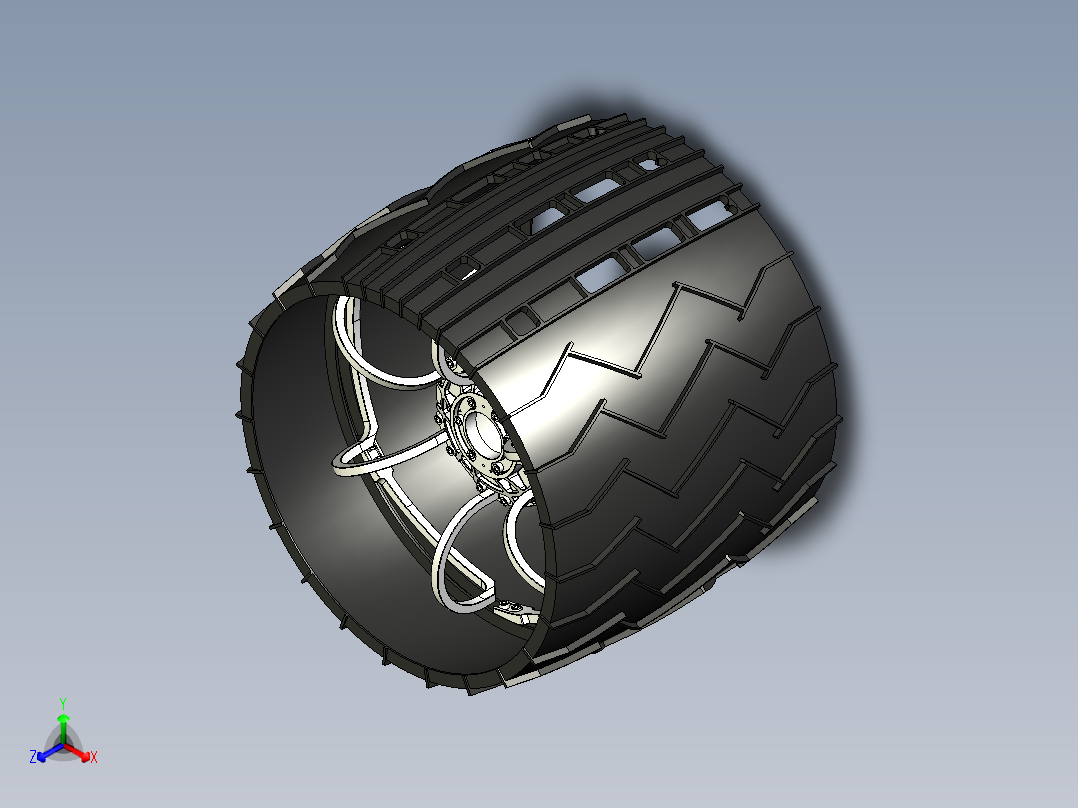 NASA好奇号火星车轮正等轴测图