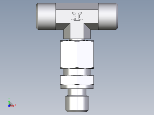 卡套式工业通用硬管接头EO_Assembled_adjustable_standpipe_branch_tee_EVT08LMOMD71前视缩略图