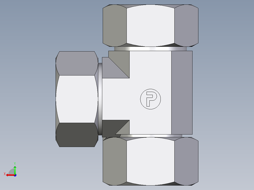 卡套式工业通用硬管接头EO_Swivel_nut_run_tee_EL28ZL71后视图