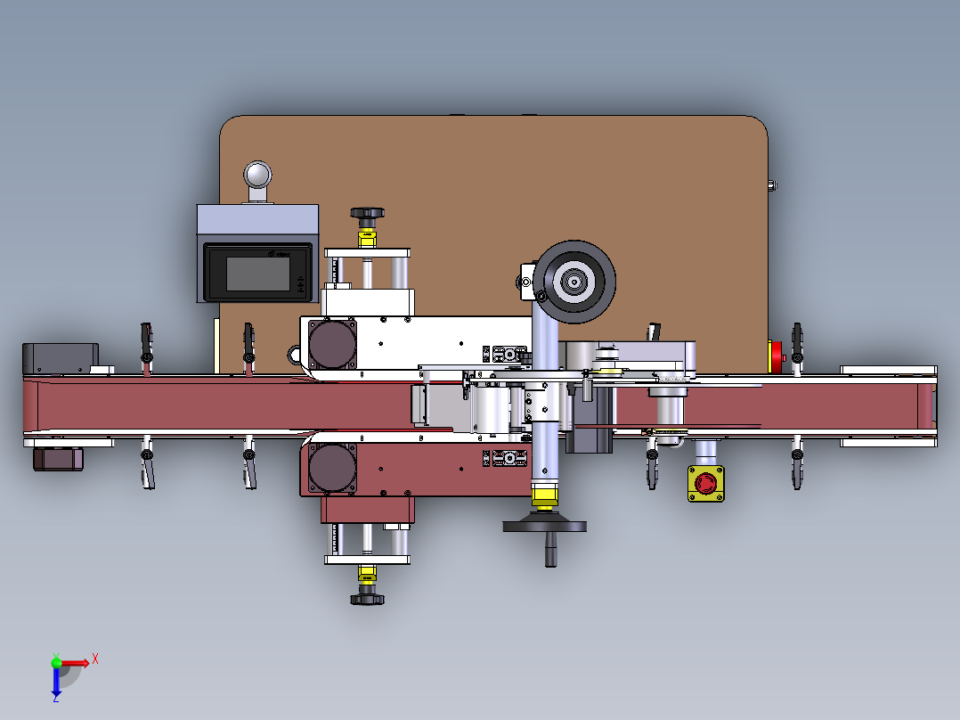 全自动平面贴标机3D图纸 机械设计参考资料设计素材俯视图