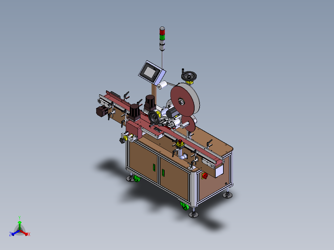 全自动平面贴标机3D图纸 机械设计参考资料设计素材正等轴测图