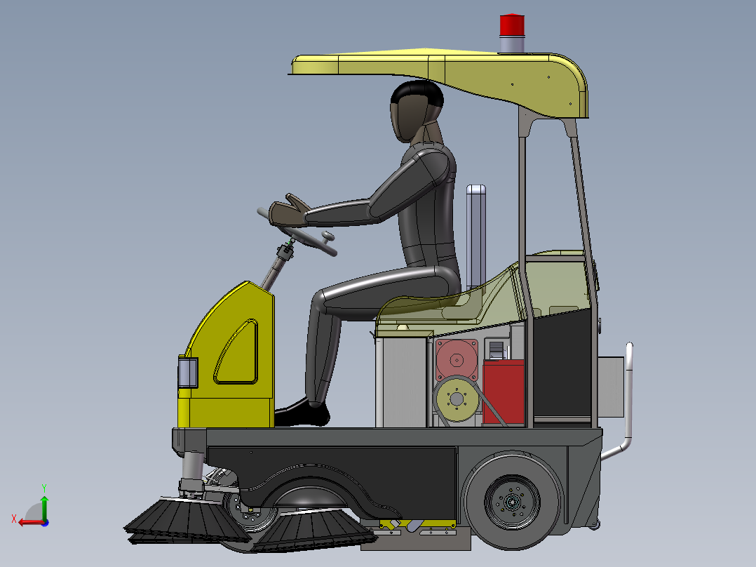 电动驾驶清扫车后视图