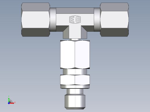 卡套式工业通用硬管接头EO_Assembled_adjustable_standpipe_branch_tee_EVT06SM71前视缩略图