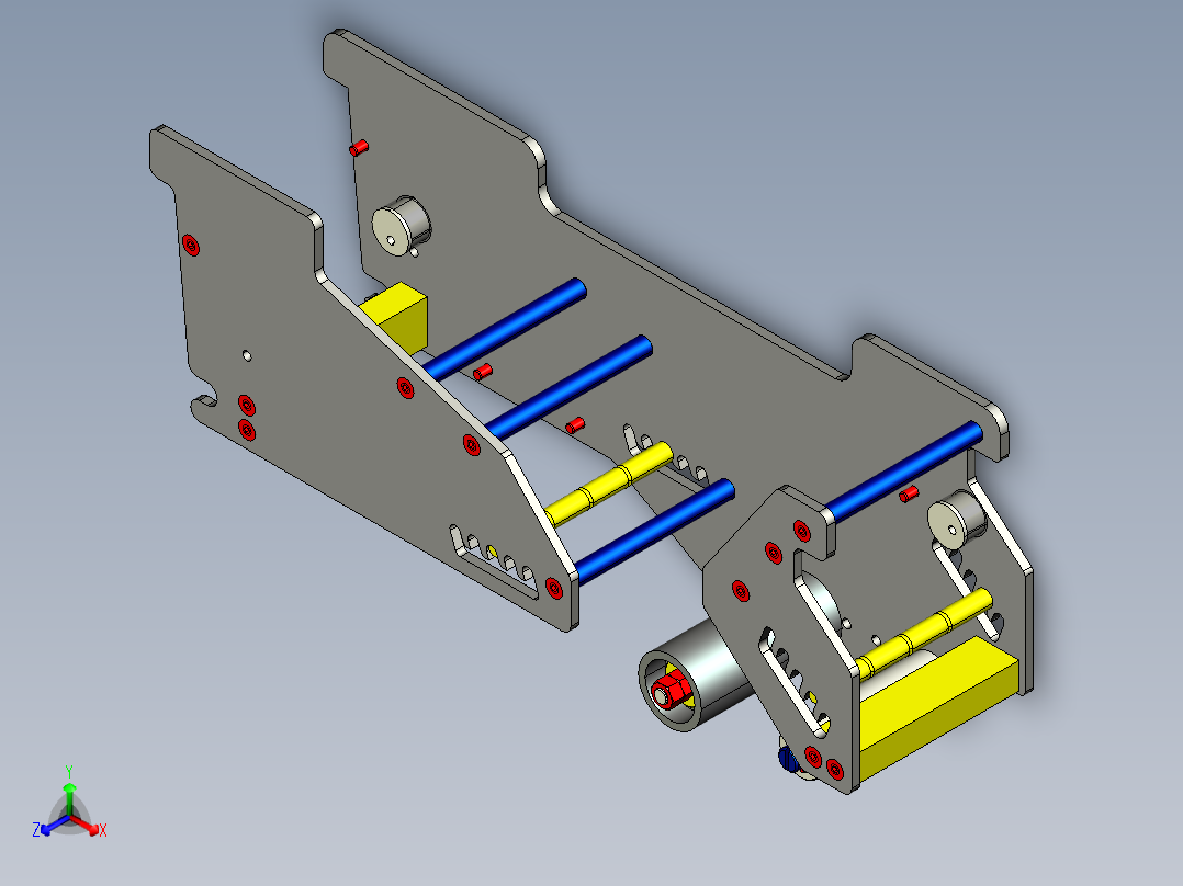 右手片式开箱机proe5.0.zip正等轴测图