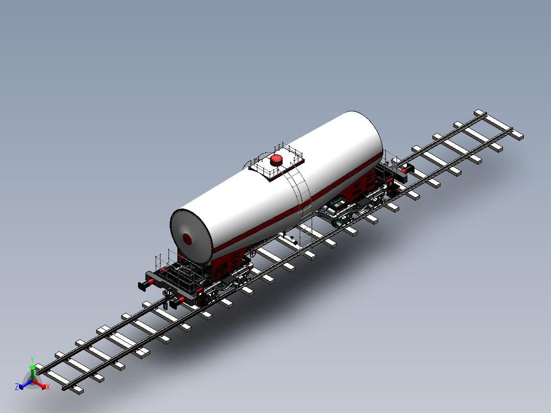 火车机车列车zaes-type-tank-wagon-62m3-1831-模型格式为 sw正等轴测图