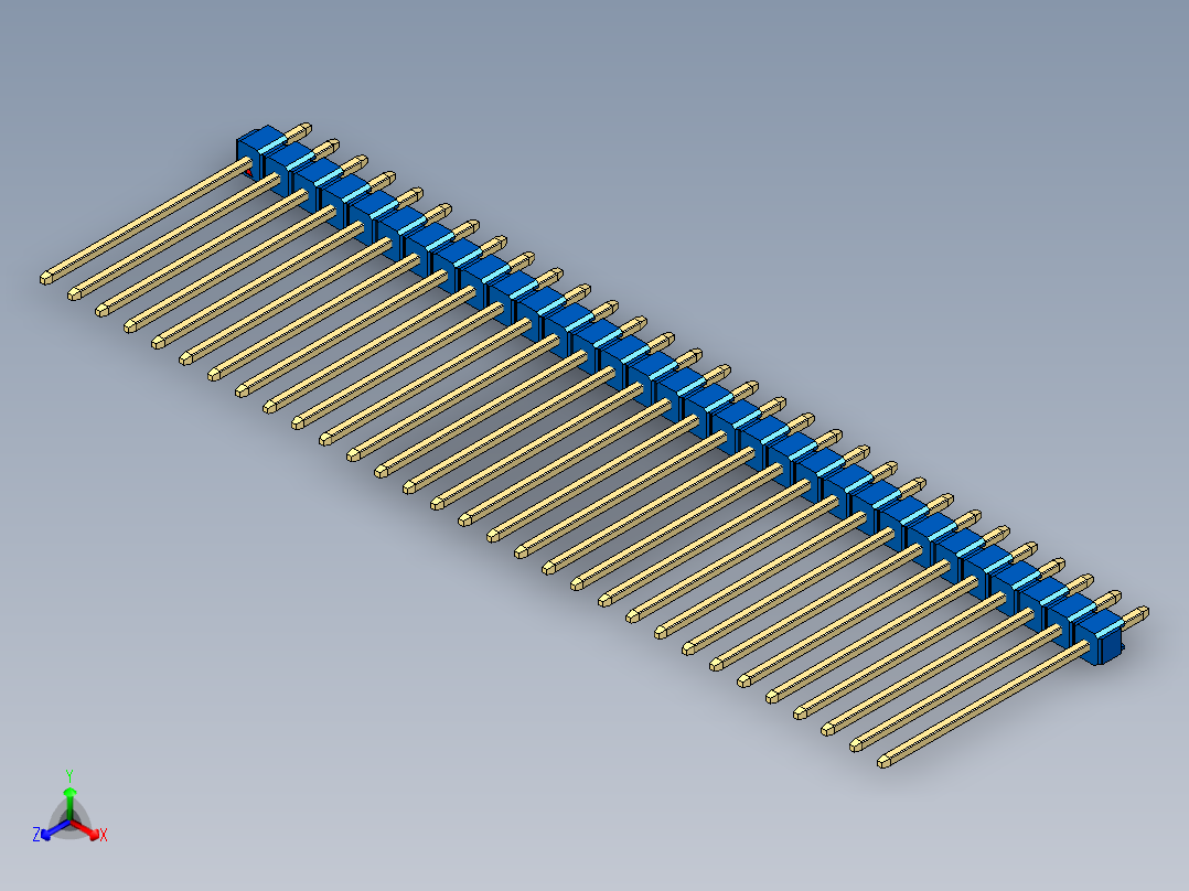 彩色公头100mil（2.54mm）系列-DS1021_blue_1x31p_100mil_Type19_rev1.0主视图