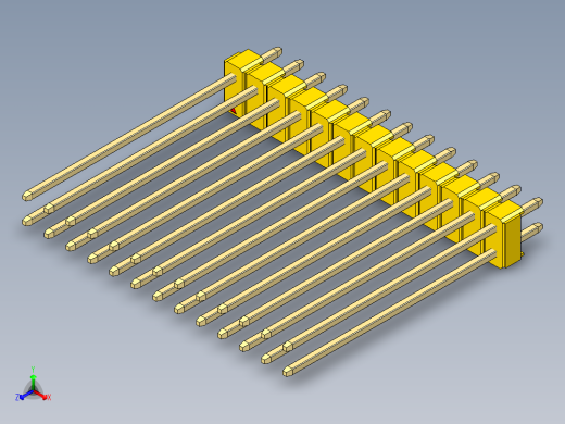 彩色公头100mil（2.54mm）系列-DS1021_yellow_2x13p_100mil_Type43_rev1.0正等轴测缩略图