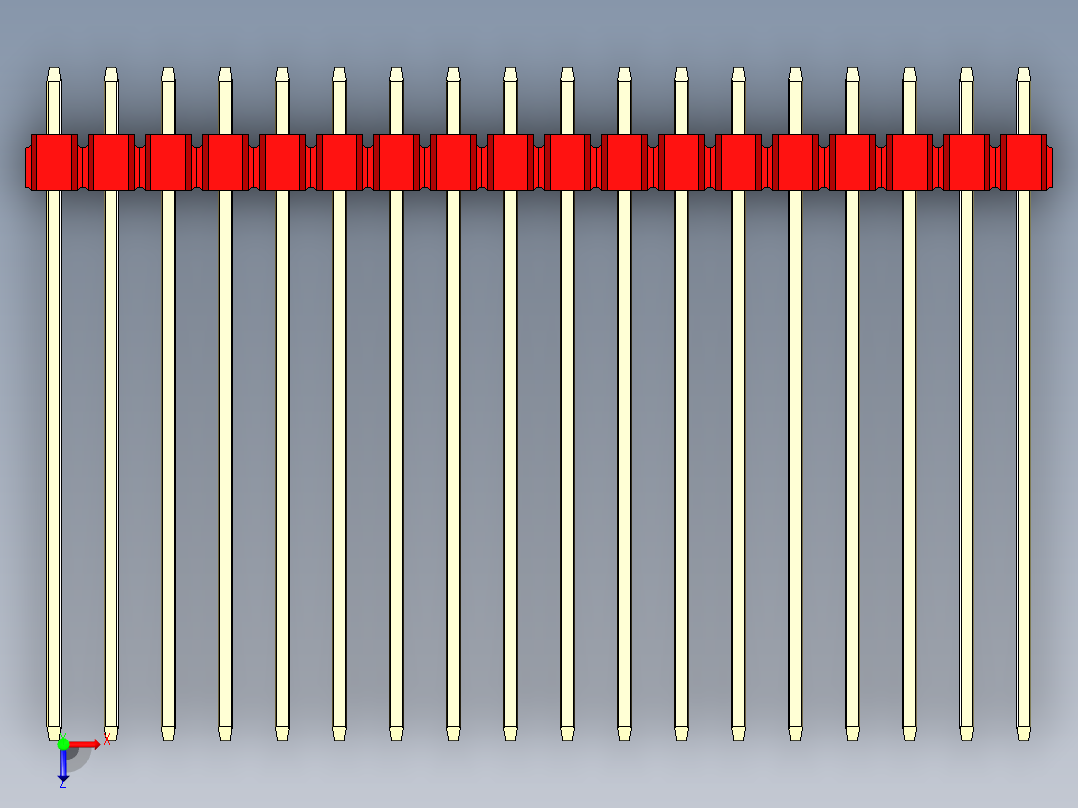 彩色公头100mil（2.54mm）系列-DS1021_red_2x18p_100mil_Type43_rev1.0俯视图