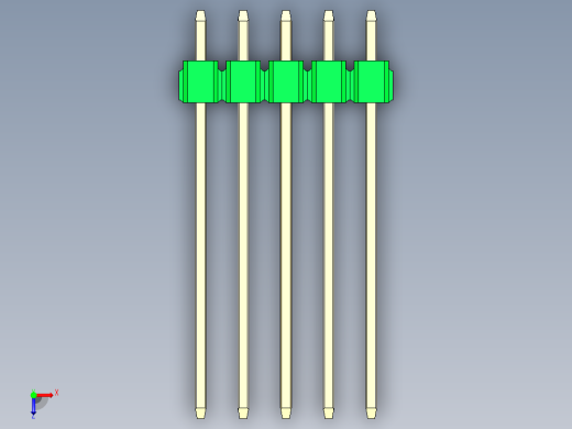 彩色公头100mil（2.54mm）系列-DS1021_green_3x05p_100mil_Type19_rev1.0俯视缩略图