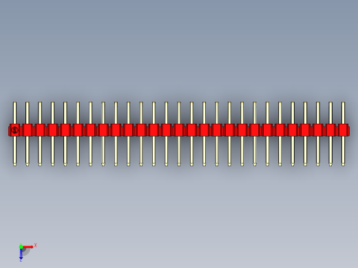 彩色公排针 100mil 2.54mm 系列-DS1022_red_2x27p_100mil_TypeD_rev1.0俯视缩略图