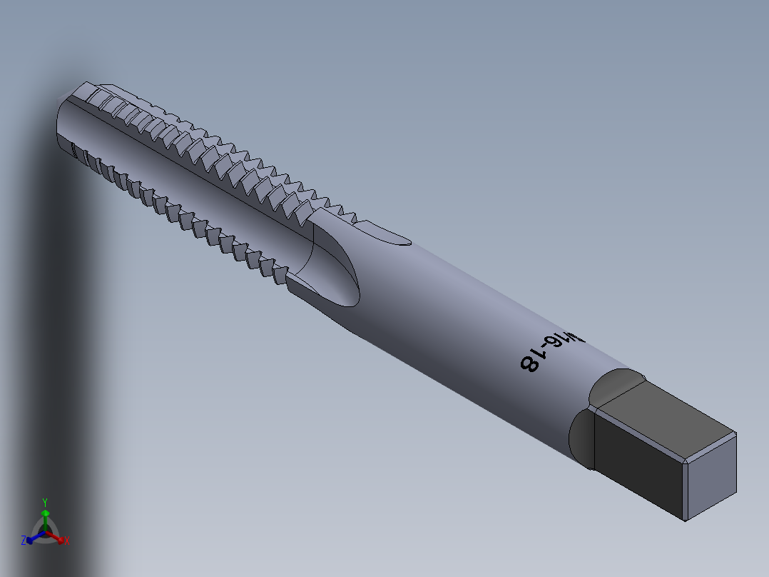 标准英制丝锥-Hand Tap 5-16-18 N1正等轴测图