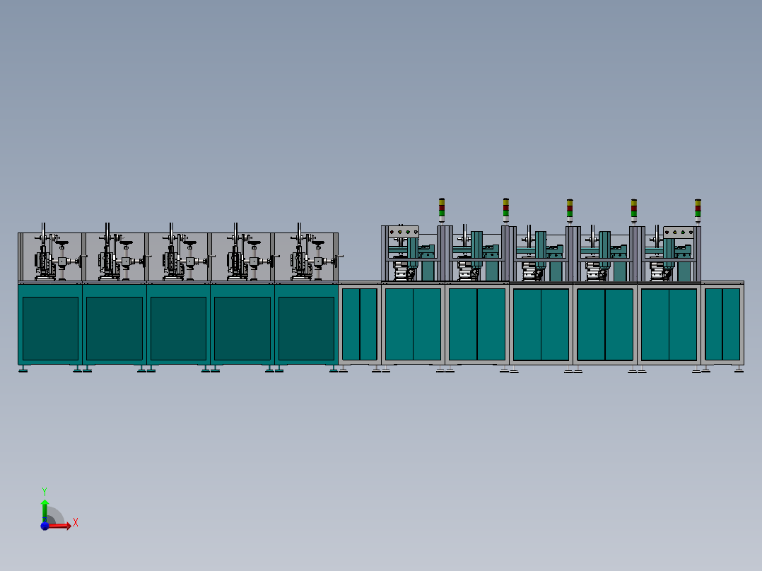 平板壳自动贴标生产线3D前视图