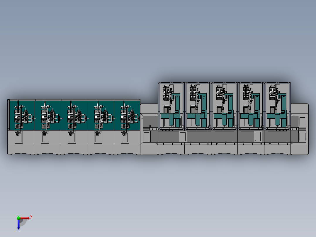 平板壳自动贴标生产线3D俯视图
