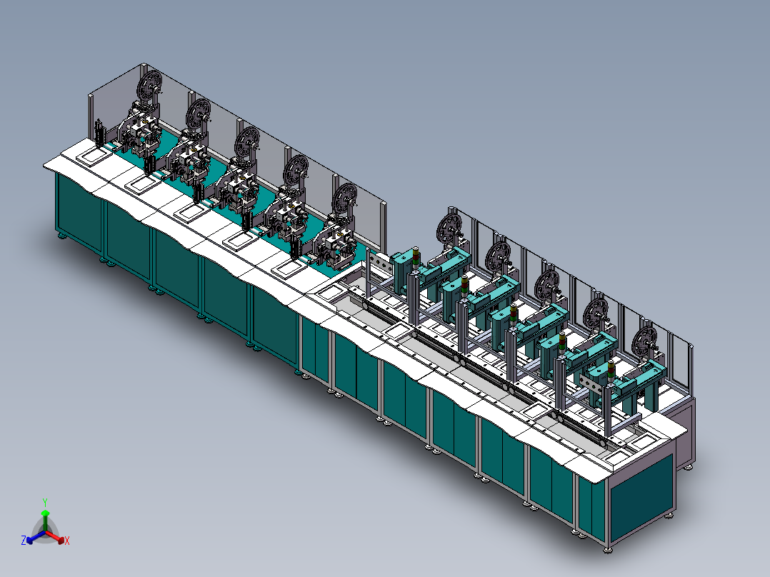 平板壳自动贴标生产线3D正等轴测图